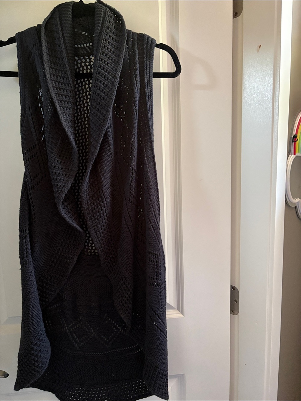 Black Open-Knit Draped Vest - Women's Fashion Accessory